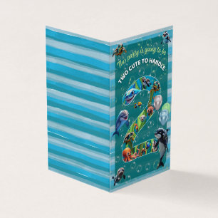 2 Cute 2 Handle Party Vertical Birthday Invitation