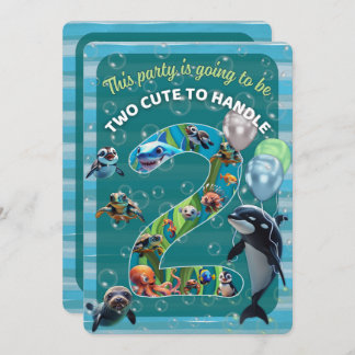 2 Cute 2 Handle Rounded Corner Birthday Invitation