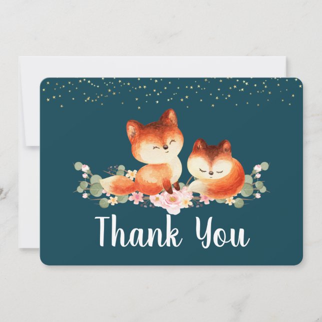 2 Cute Little Red Foxes Thank You (Front)