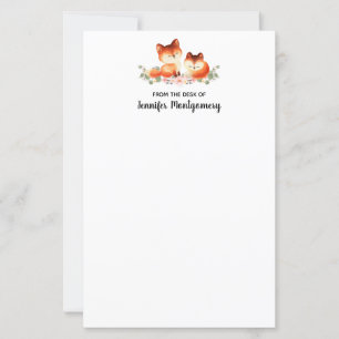 2 Cute Little Red Foxes Watercolor Design