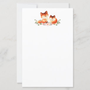 2 Cute Little Red Foxes Watercolor Design