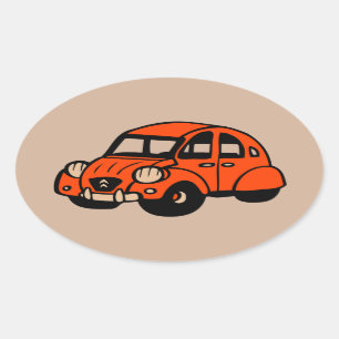 2 cv vintage french car oval sticker