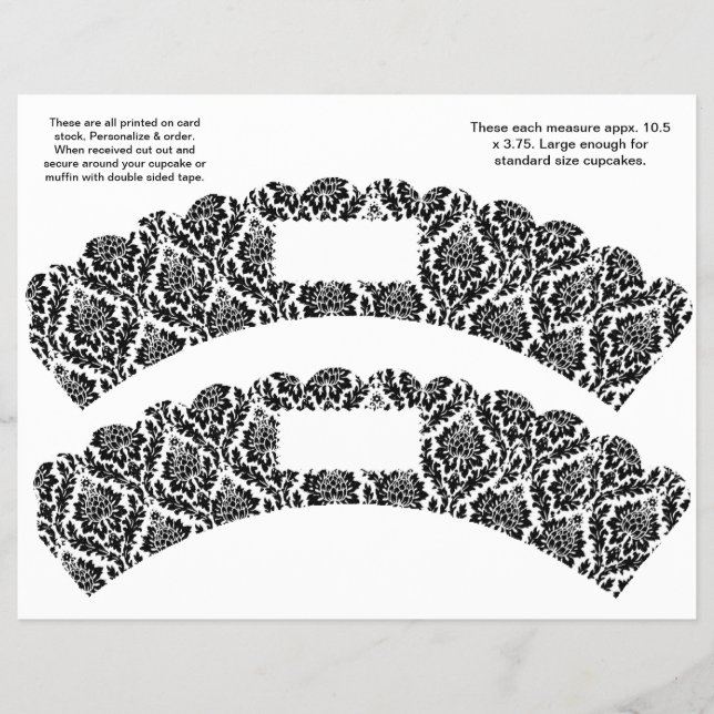 2 Damask design Custom Cupcake Wrappers (Front)