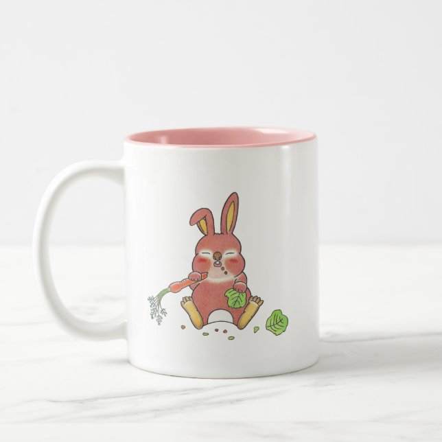 2 designs Cute hungry & somptueux bébé lapin Mug (Gauche)