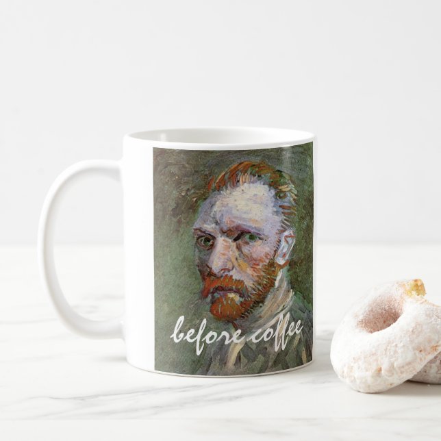 2 different Van Gogh Self Portrait Paintings Coffee Mug (With Donut)