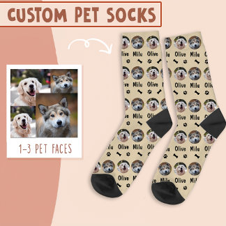 2 Dogs 2 Names Personalized Dog Photo on Daisy Socks
