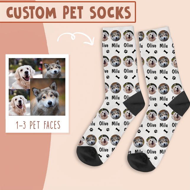 2 Dogs 2 Names Personalized Dog Photo on White Socks (Creator Uploaded)