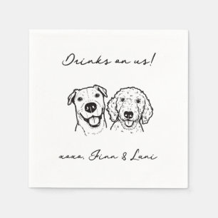 2 Dogs Faces Dog Bar Drinks on Us Pet Wedding  Nap Napkin