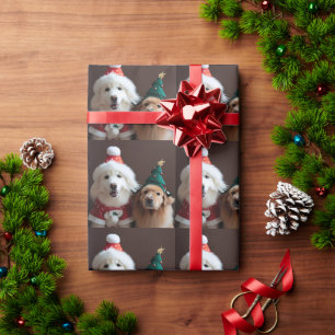 2 dogs in Christmas costumes Wrapping Paper