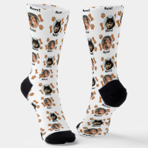 2 Dogs Photos 2 Names + Bones & Paw Prints - White