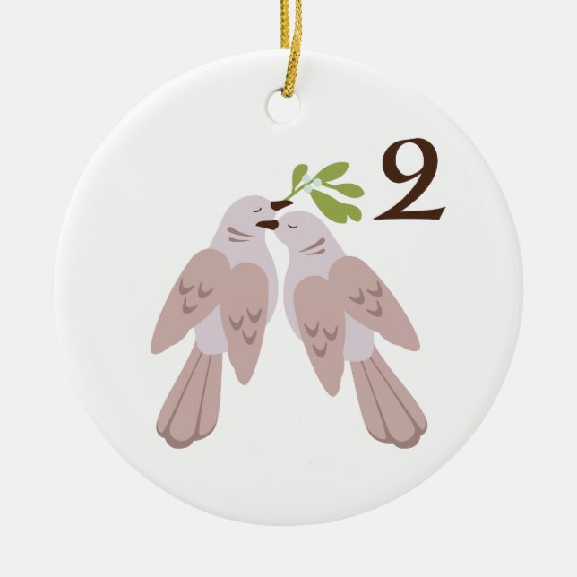 2 Doves Ceramic Ornament (Front)