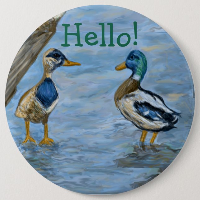 2 Ducks in A Conversation 6 Inch Round Button (Front)