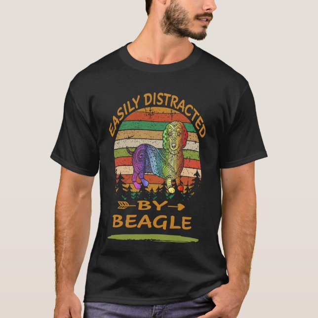 2 Easily Distracted By Beagle T-Shirt (Front)