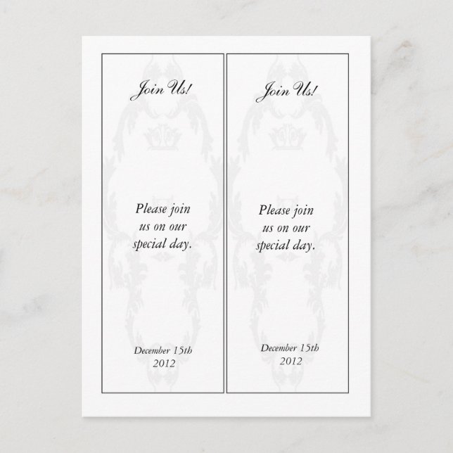 2 Elegant White/Silver Save the Date Bookmarks Announcement Postcard (Front)