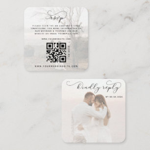 2 Faded Photos QR Code Website Online Wedding RSVP Enclosure Card