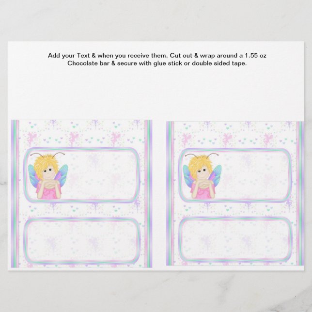 2 Fairy Birthday Custom Candy Bar Wrappers (Front)