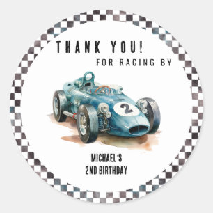 2 fast birthday Race Car Classic Round Sticker