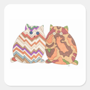 2 Fat Cats #1 Square Sticker