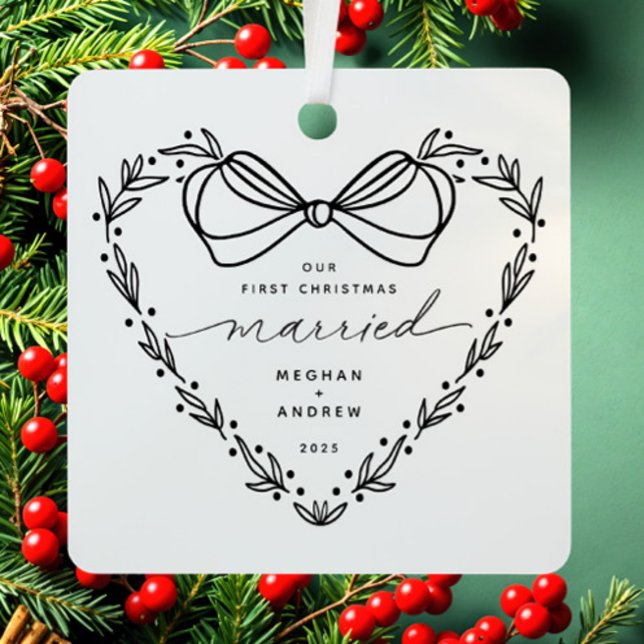 2 First Christmas Married Christmas  Metal Ornament (Creator Uploaded)