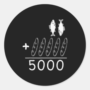2 Fishes 5 Breads Jesus Feeds The 5000 Christian B Classic Round Sticker