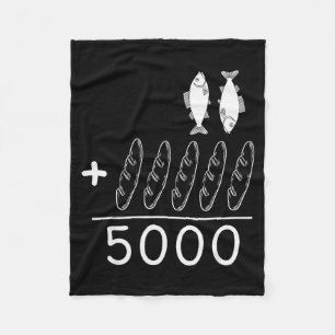 2 Fishes 5 Breads Jesus Feeds The 5000 Christian B Fleece Blanket