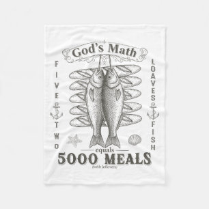 2 Fishes 5 Breads Jesus Feeds The 5000 Christian B Fleece Blanket