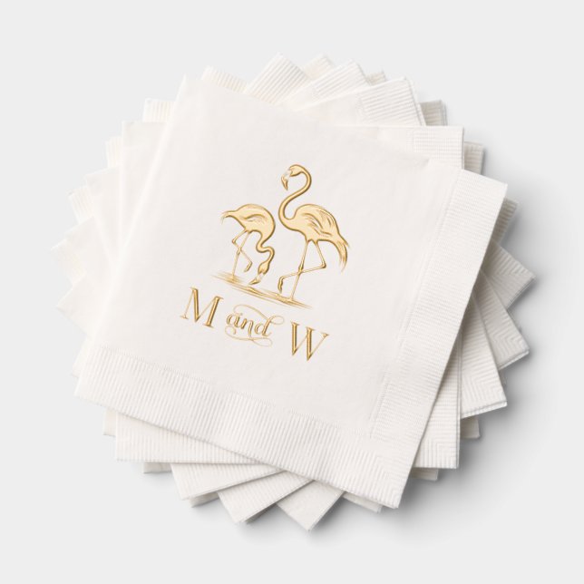 2 Flamants Couple Mariage 2 Monogramme Initial (Insitu (empilé))