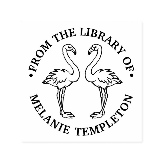 2 Flamingos Standing Library Book Name Self-inking Stamp (Design)