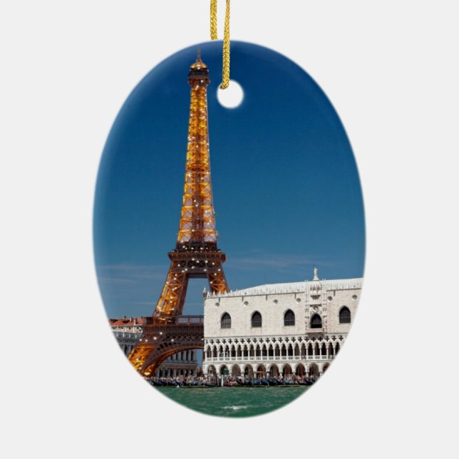 2 for 1 Venice and Paris - Mixed up World Ceramic Ornament (Back)