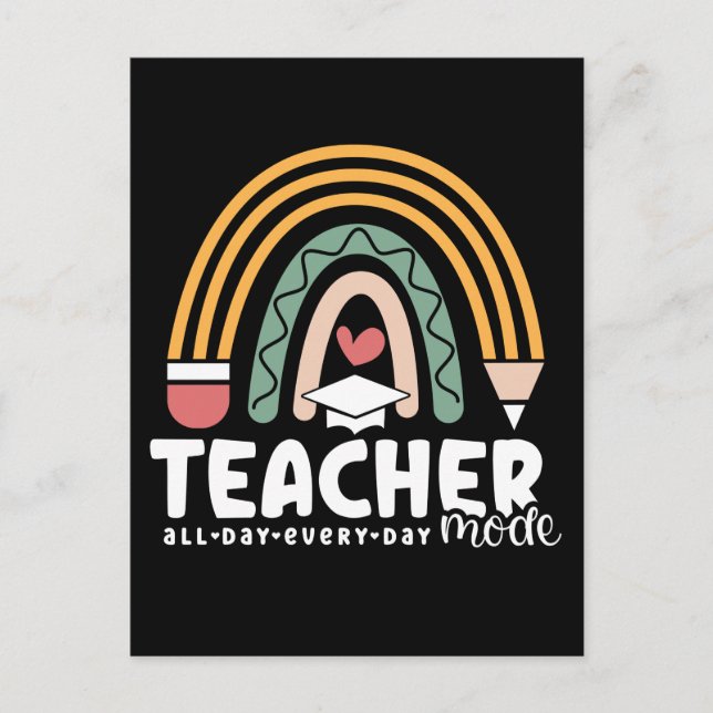 2- Funny Teacher Mode Teaching Gift for Teacher Postcard (Front)