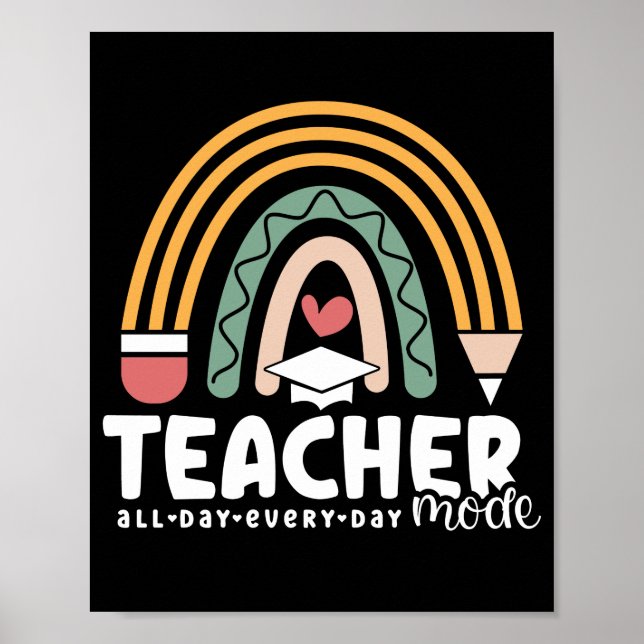 2- Funny Teacher Mode Teaching Gift for Teacher Poster (Front)