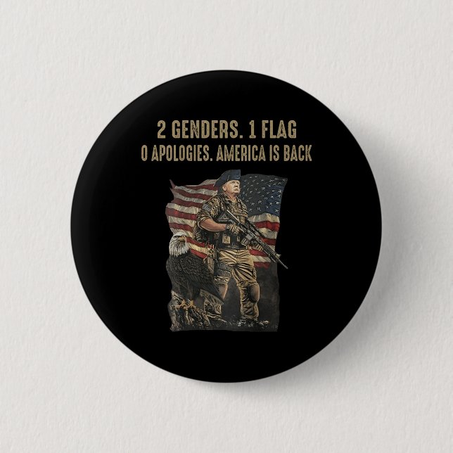 2 Genders 1 Flags O Apologies America Is Back  Inch Round Button (Front)