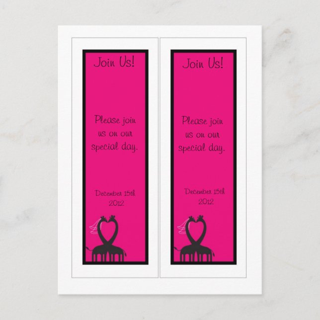 2 Giraffe Heart Save the Date Bookmarks Announcement Postcard (Front)