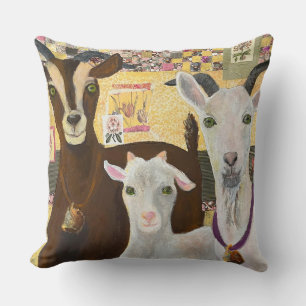 2 goats & a kid throw pillow