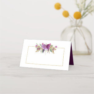 #2 Gold Purple Amethyst Wildflowers Place Cards