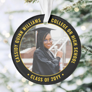 2 Graduation Photo moderne Noir Or Jaune