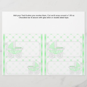2 Green Baby Shower Favour Custom Candy Bar Flyer