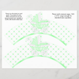 2 Green Carriage Baby Personalize Cupcake Wrappers