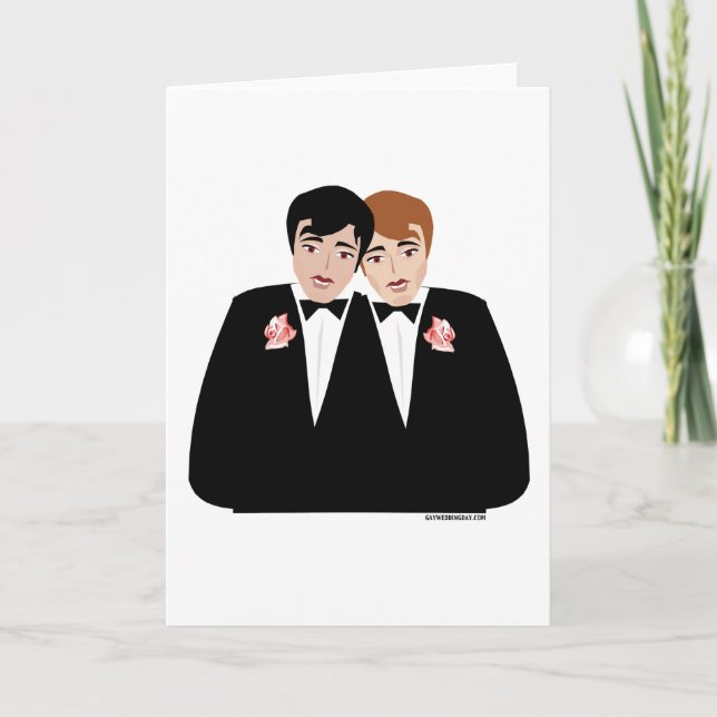 2 Groom Gay Wedding Cartes (Devant)