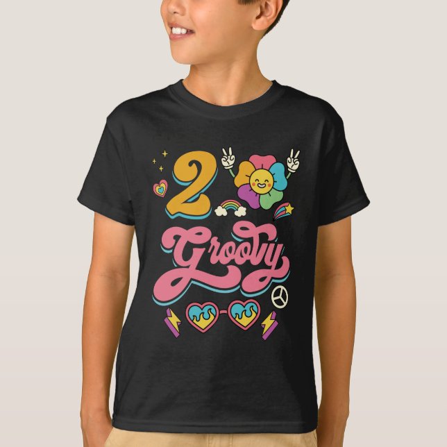 2 Groovy 2nd Birthday Cute 2 Year Old Girl T-Shirt (Front)