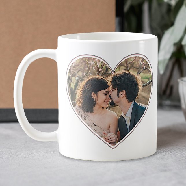 2 Heart Shaped Photos Simple Easy Personalized Coffee Mug (Creator Uploaded)