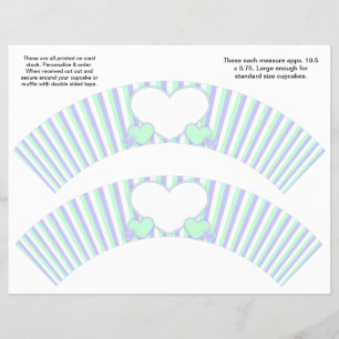 2 Hearts and Stripes Personalized Cupcake Wrappers