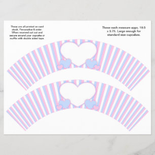 2 Hearts and Stripes Personalized Cupcake Wrappers