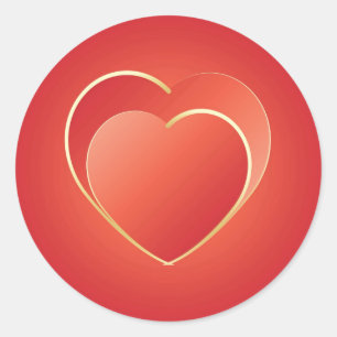 2 hearts classic round sticker