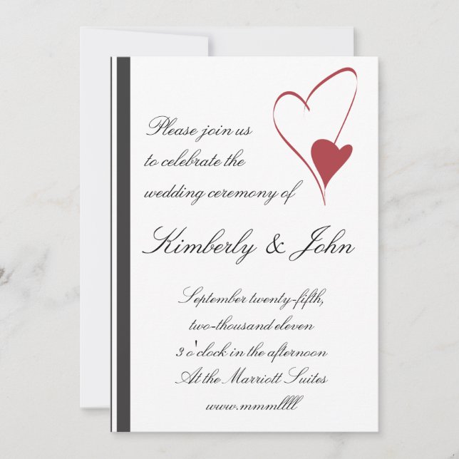 2 Hearts Collide Wedding Invitation (Front)