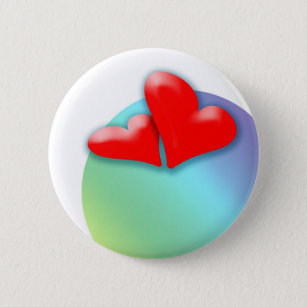 2 Hearts dancing for Valentine's Day Round Button