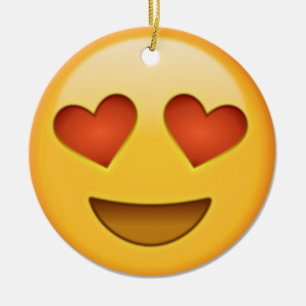 2 hearts emoji ceramic ornament