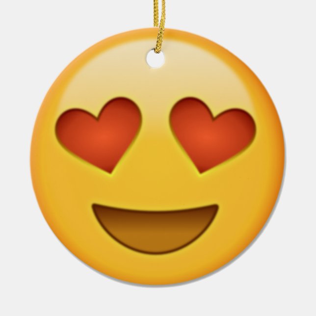 2 hearts emoji ceramic ornament (Front)