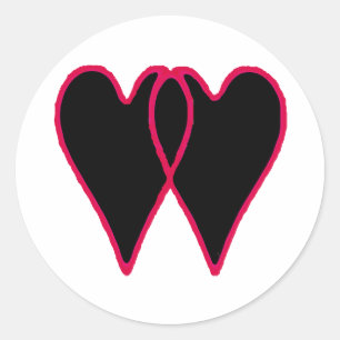 2 Hearts Together Black The MUSEUM Zazzle Gifts Classic Round Sticker