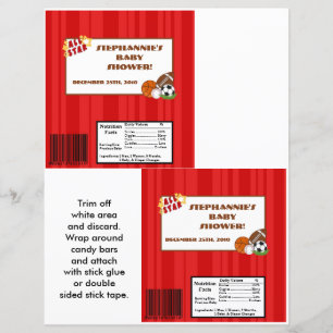 2 Hershey's Large Bar Wrapper All-Star Red